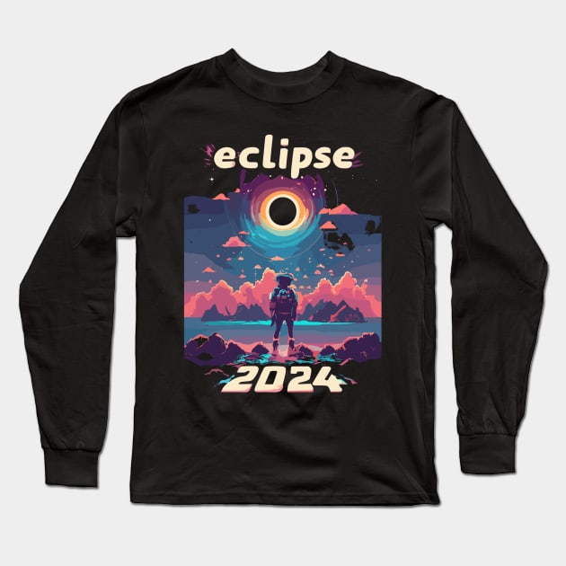 solar eclipse 2024 Long Sleeve T-Shirt by vaporgraphic